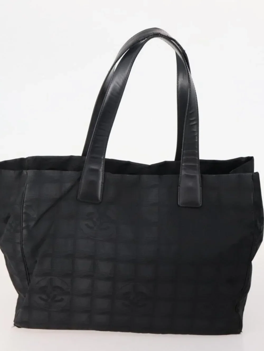 CHANEL New Travel Line Tote Bag Nylon 3 Set Black CC Auth 176442